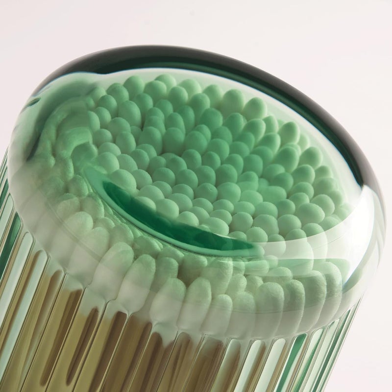 MKOSAB 2 Pack Qtip Holders for Bathroom, Clear Glass Apothecary Jars with Lids,Vintage Bathroom Canisters for Cotton Balls,Swabs,Floss Picks,Hair Ties,Vanity Organizer and Storage Decor (Green) - Image 5